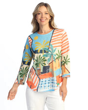 Jess & Jane Siesta Round Hem Top (64-2203)(Multi)