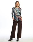 Jess & Jane Auburn Floral print Round Hem Top (64-2232(Multi)