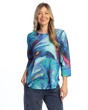 Jess & Jane Crescendo Round Hem Top (64-2264)(Multi)