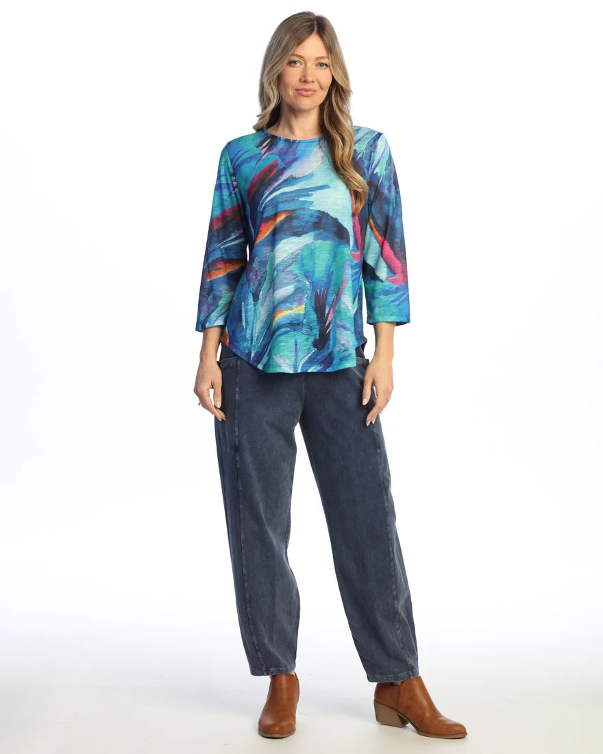 Jess & Jane Crescendo Round Hem Top (64-2264)(Multi)