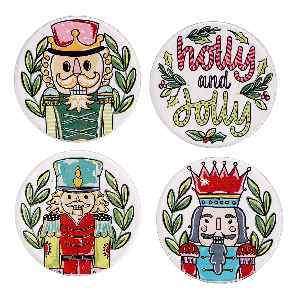 Glory Haus Holly Jolly Nutcrackers Acrylic Coasters (Set of 4)