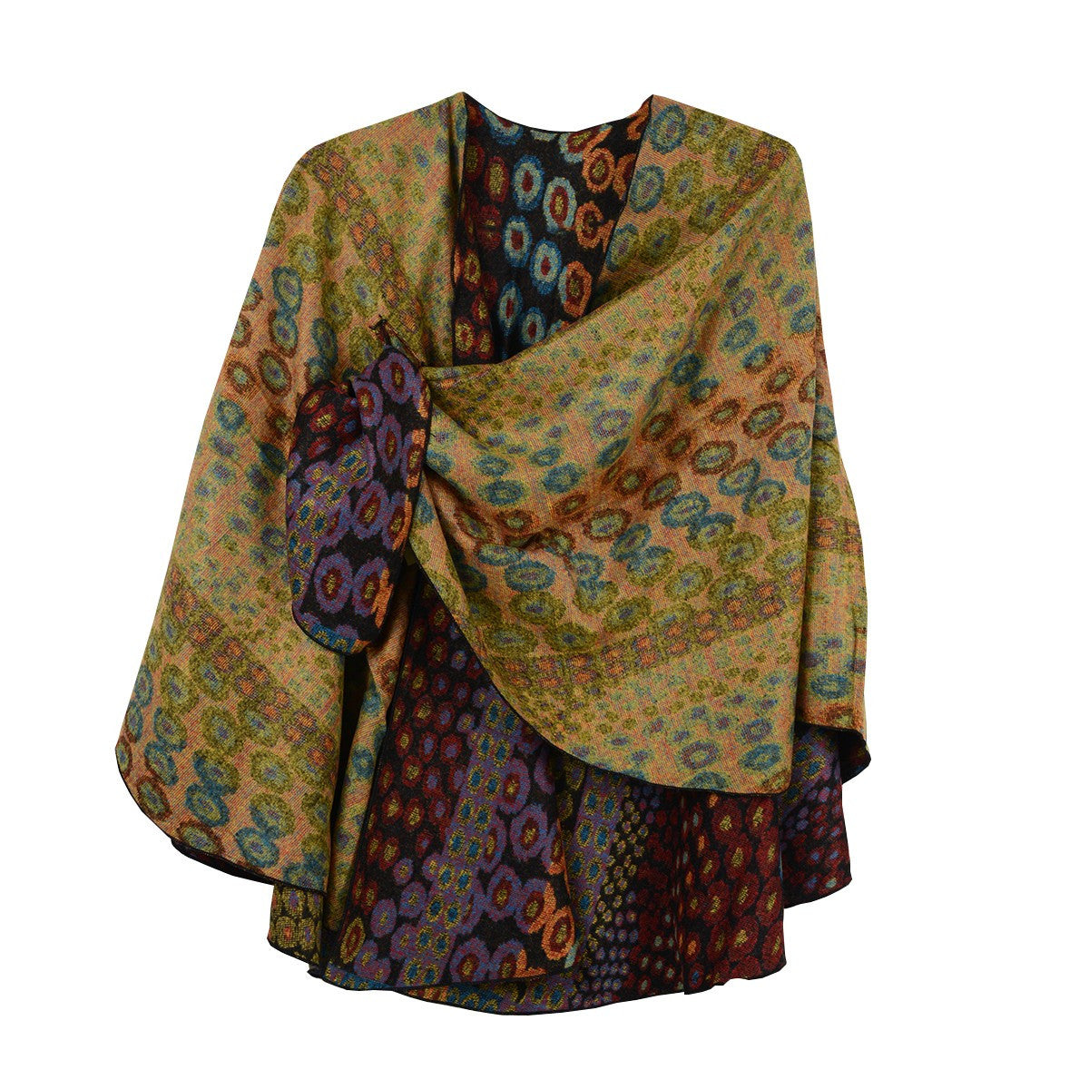 Rapti 100% Cashmere Reversible Loop Shawl (#66) Black + Dots