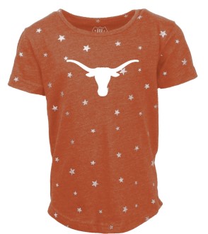 Texas Longhorn Wes & Willy Youth Girl's Shimmer Star Tee (670TEX6)