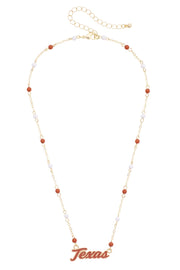 Texas Longhorn Canvas Style Script Texas Logo Necklace ((27496N-Tex)