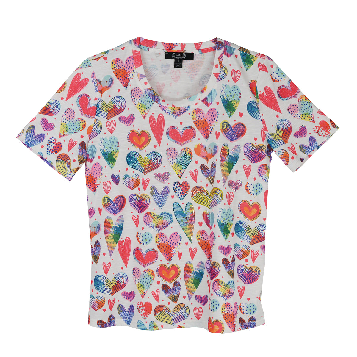 A.Z.I. Carolina Embellished Hearts Tee with Stones (Z13469)(Hearts)