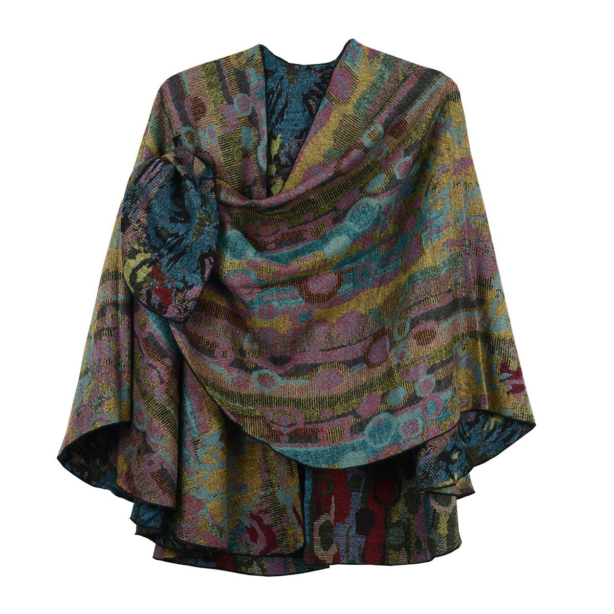 Rapti 100% Cashmere Reversible Loop Shawl (#67) DRK MULTI
