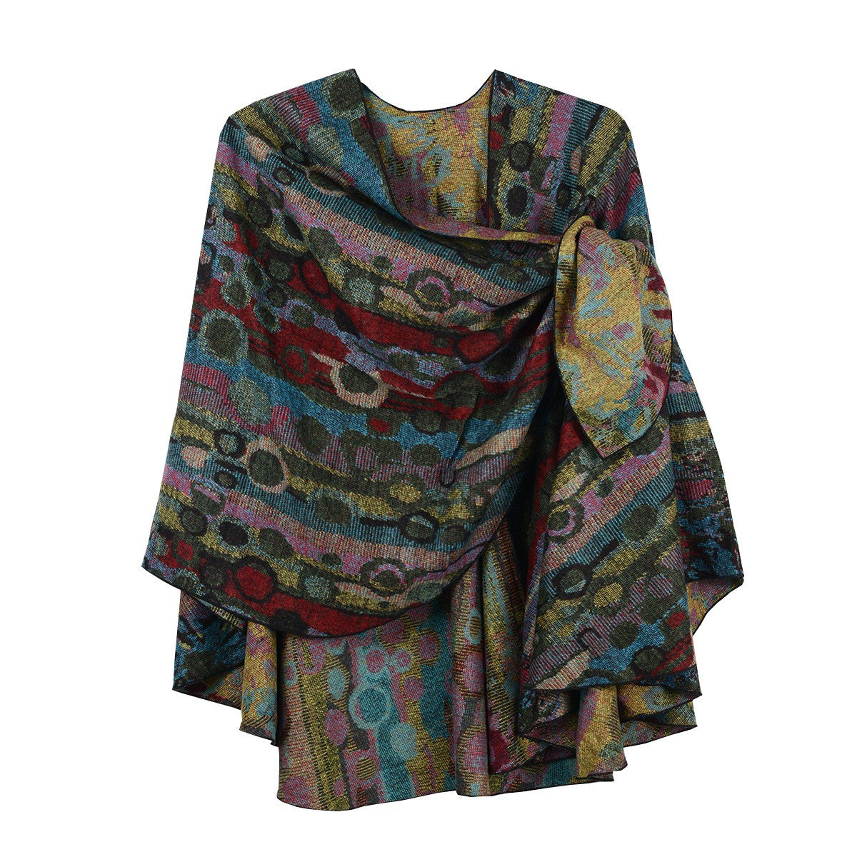 Rapti 100% Cashmere Reversible Loop Shawl (#67) DRK MULTI