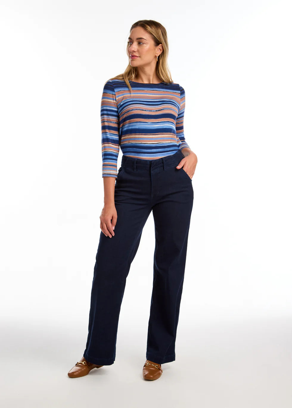 FDJ French Dressing Suzanne Wide Leg Denim Trouser (6894247)(Dark Wash )