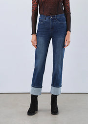 FDJ French Dressing Suzanne Straight Roll Cuff Ankle Jean (6897809)(Dark Blue)