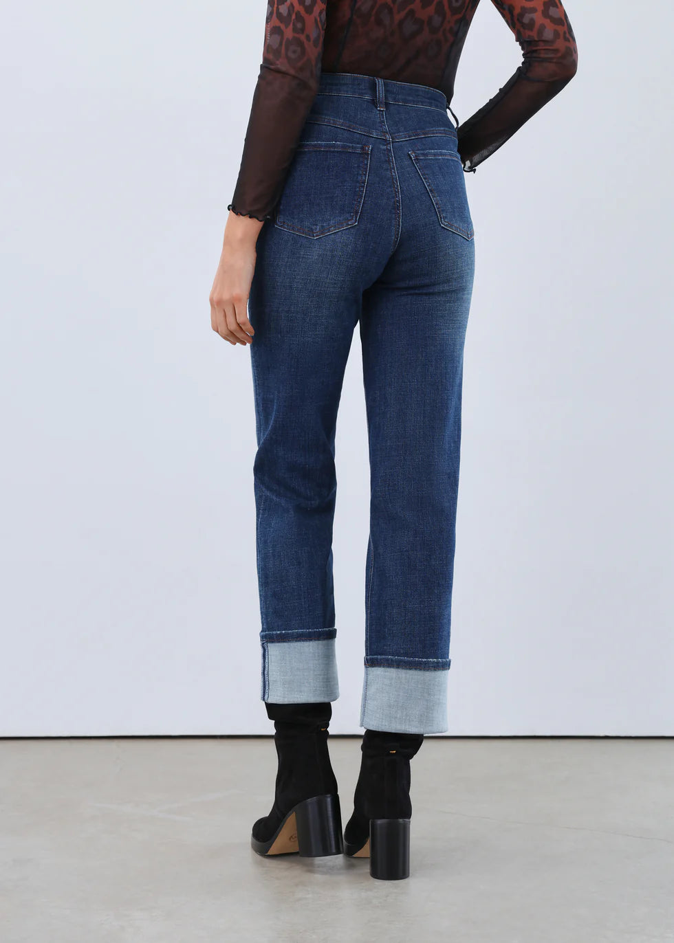 FDJ French Dressing Suzanne Straight Roll Cuff Ankle Jean (6897809)(Dark Blue)