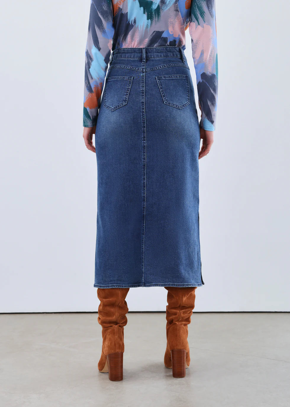 FDJ French Dressing Column Skirt with Side Slits (6981843)(Dark Wash)