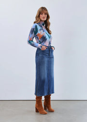 FDJ French Dressing Column Skirt with Side Slits (6981843)(Dark Wash)