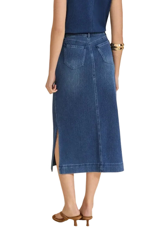FDJ French Dressing Pull-On Side Slits Denim Skirt (BLUDEN)(6983131)
