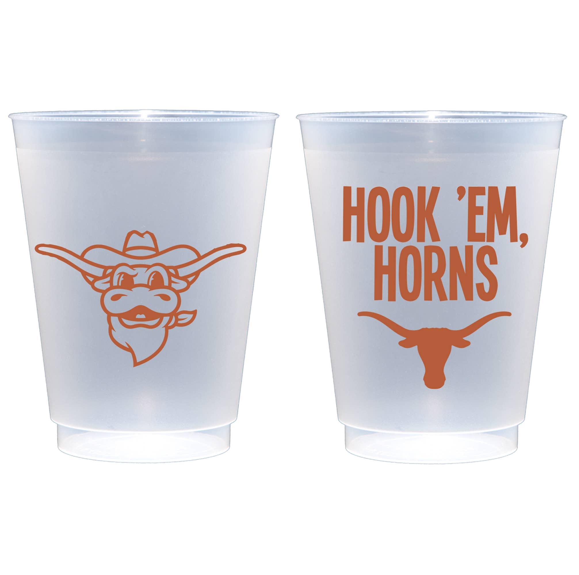 Texas Longhorn Shatterproof Durable Plastic Cup 10 Pack  (02R-TXU-03-W)