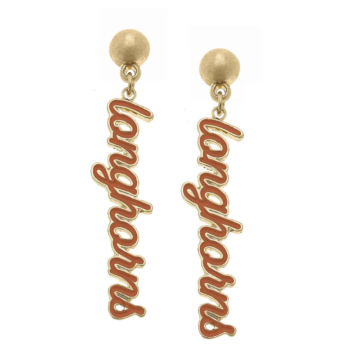 Texas Longhorn Canvas Enamel Longhorns Earring (25280E-TEX)