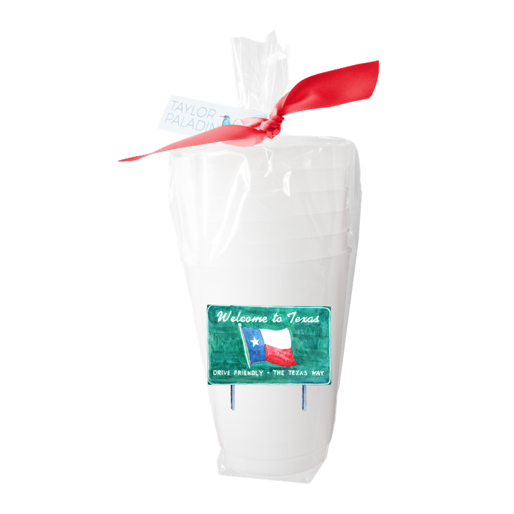Taylor Paladino Welcome To Texas  Frosted Plastic drink Cups | Set of 6