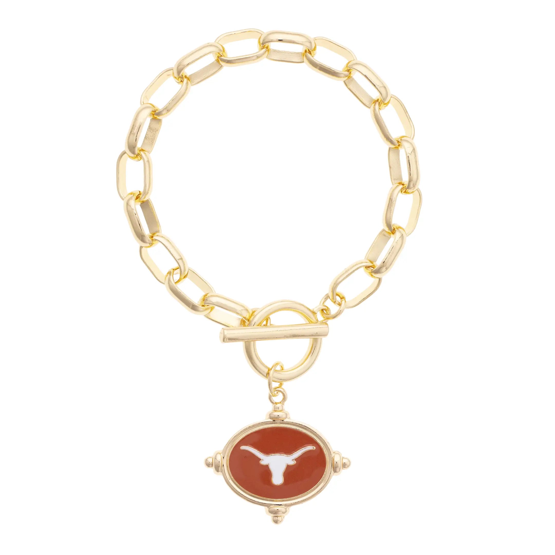 Texas Longhorn Canvas  Logo Intaglio Bracelet (27510B-Tex)