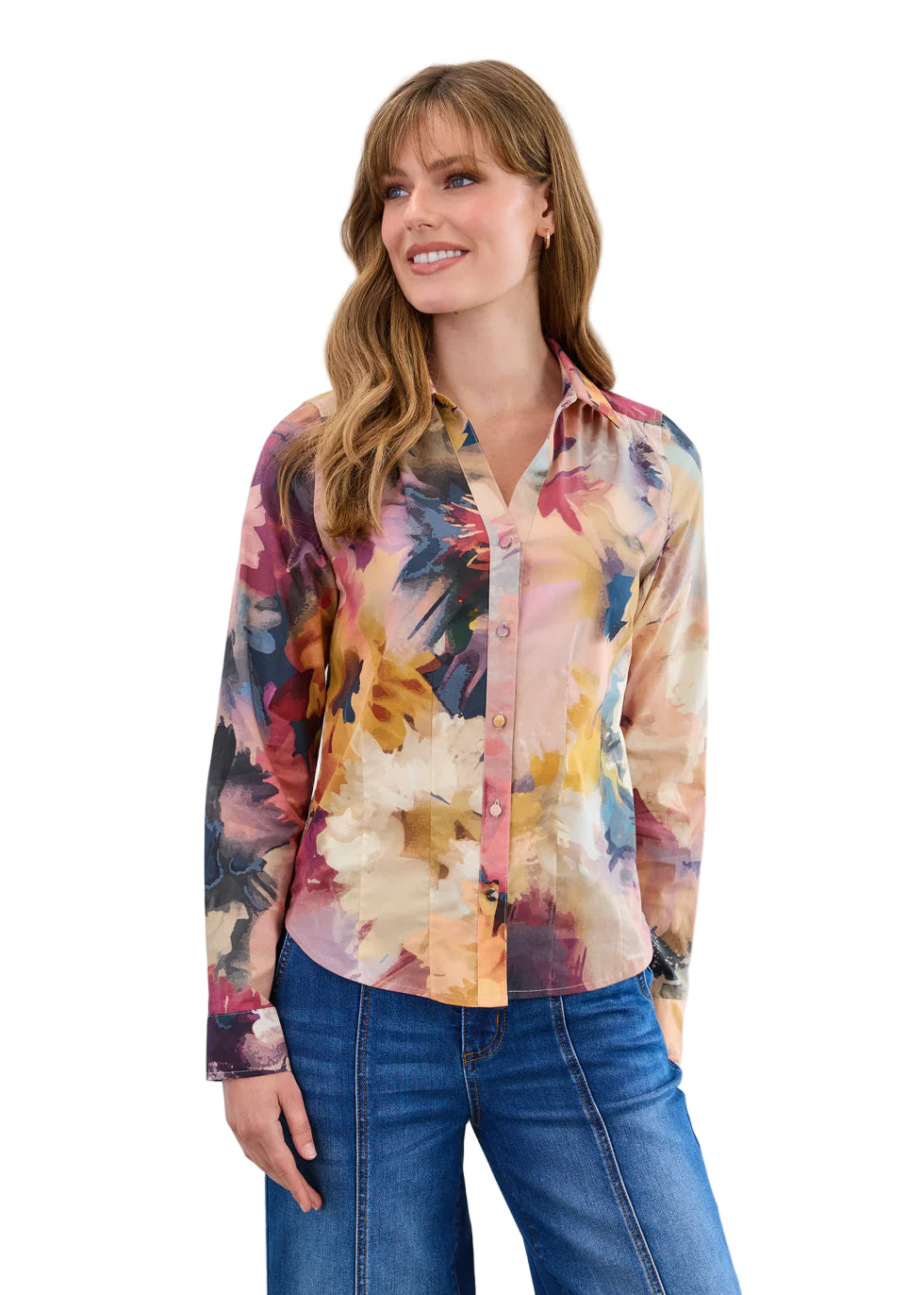 FDJ French Dressing Long-Sleeve Split Neck Shirt Melanie (7004623)( Print )