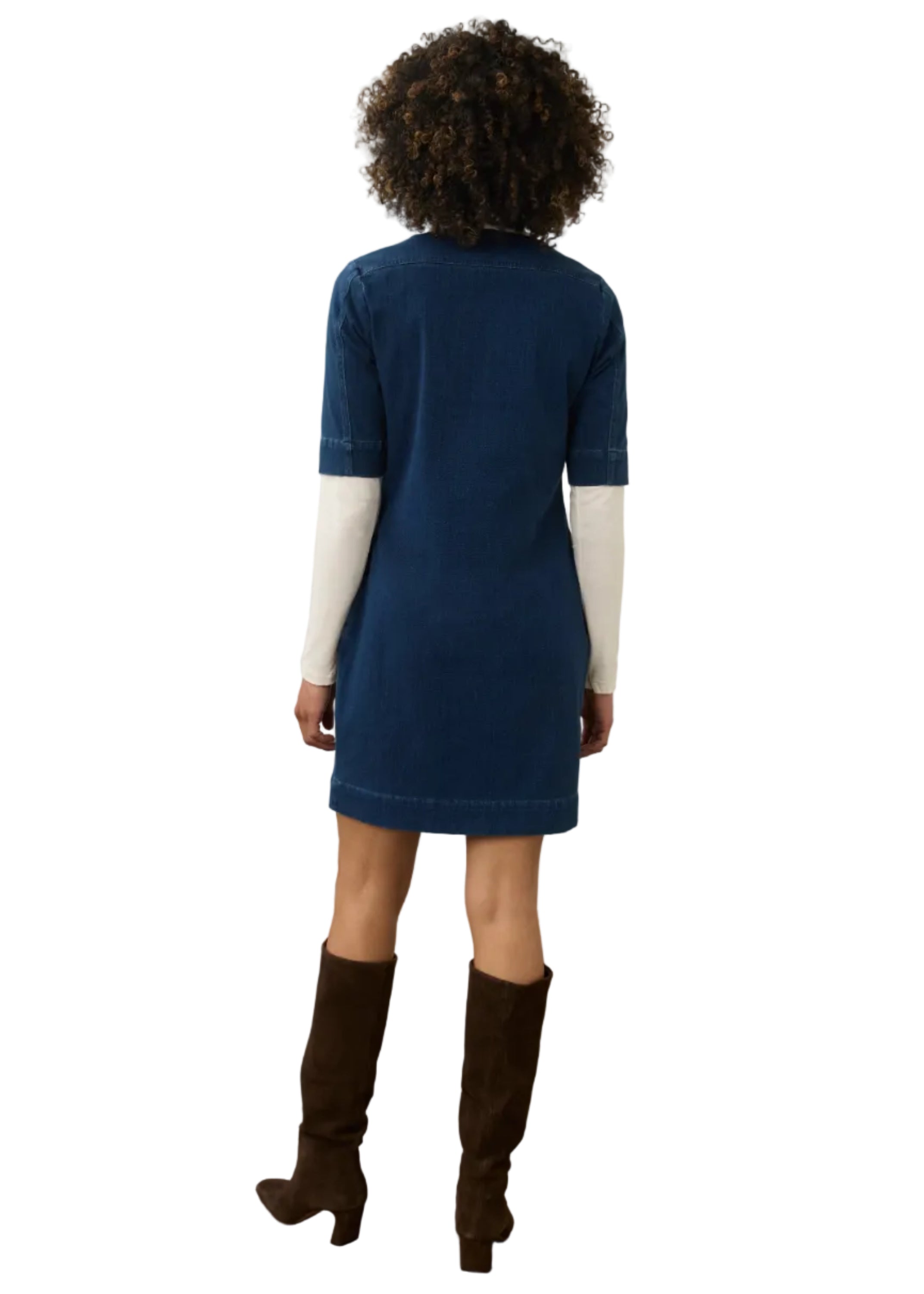 FDJ French Dressing Elbow Sleeve Shift Dress (7024131)(Dark Rinse)