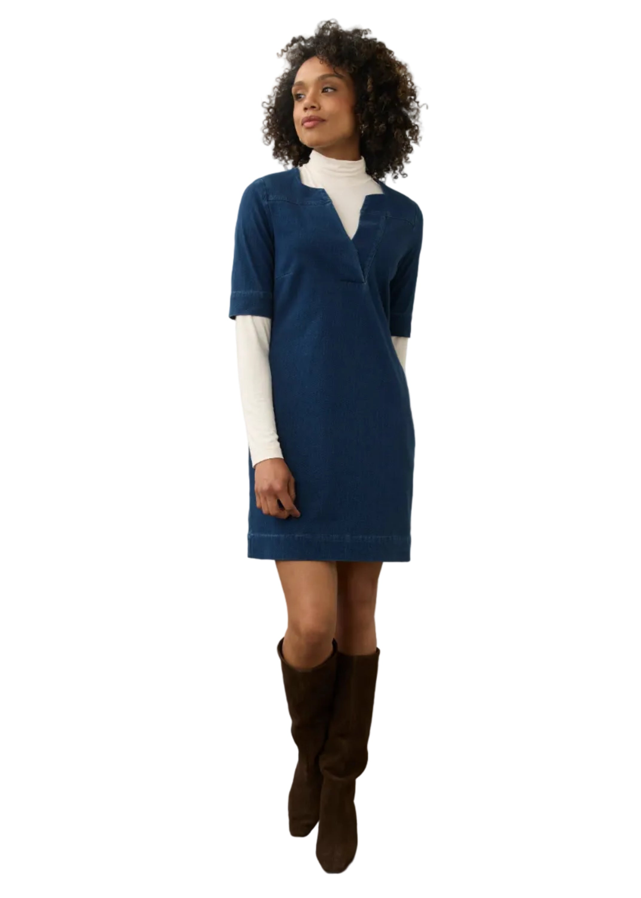 FDJ French Dressing Elbow Sleeve Shift Dress (7024131)(Dark Rinse)