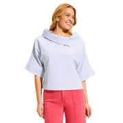 FDJ French Dressing Stripe Poplin Crossover Neck Top (BLU)