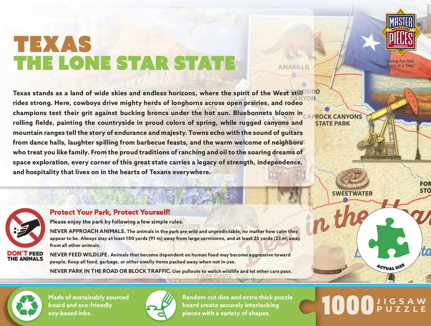 Texas Map Deep In The Heart 1000 Piece Jigsaw Puzzle (72620)