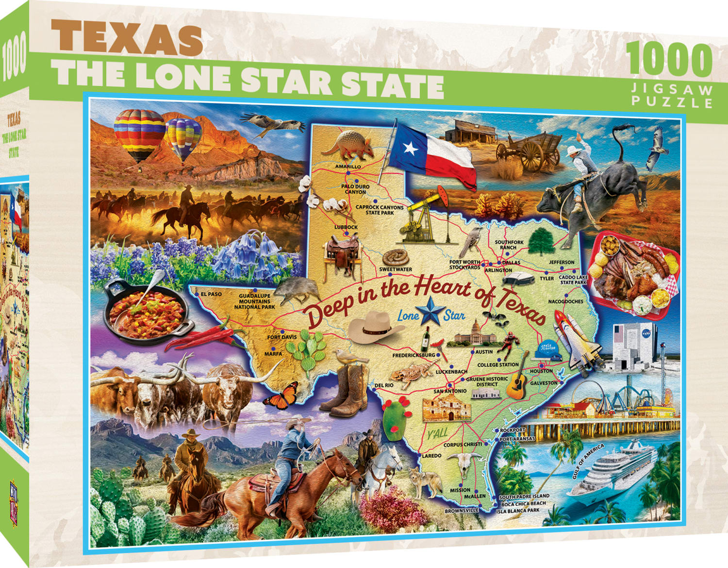 Texas Map Deep In The Heart 1000 Piece Jigsaw Puzzle (72620)