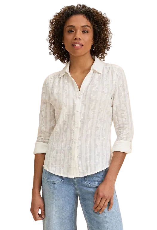 FDJ French Dressing Split Neck Shirt (WHT)