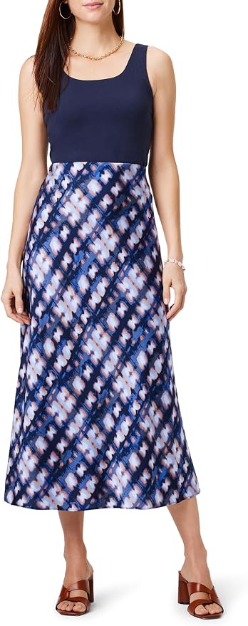 Nic & Zoe Shiboro Glow Slip Skirt  (S241704)(Indigo Multi ) Size XL