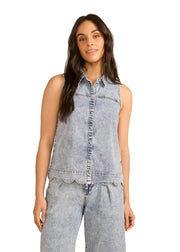 FDJ French Dressing Sleeveless Scalloped Shirt (7182992)(Pale Wash)