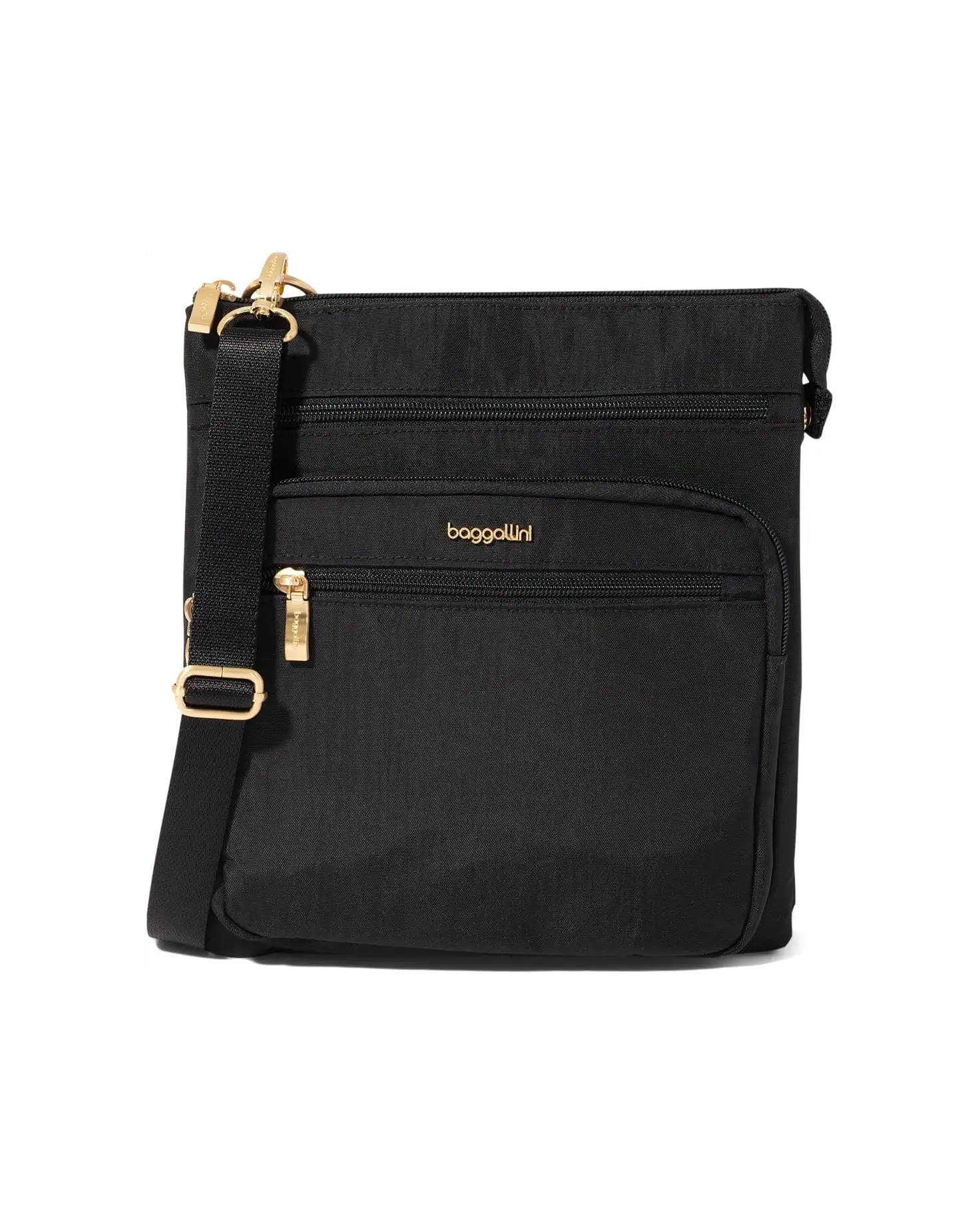Baggallini Out & About Crossbody (Black With Gold Hardware)(GOM920)