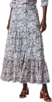 Nic & Zoe Up-Beat Ikat Tiered Skirt (Blue Multi )(S241708)(Size XXL)