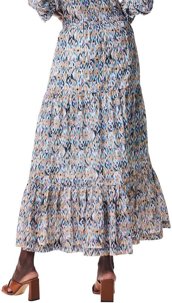 Nic & Zoe Up-Beat Ikat Tiered Skirt (Blue Multi )(S241708)(Size XXL)