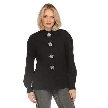 A.Z.I. Sonia Stretch Cotton embellished Shirt (Z13641)(2 Colors )