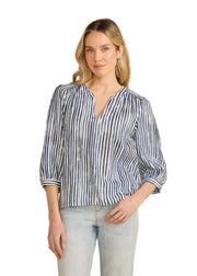 FDJ French Dressing Stripe Popover Blouse (7378205)(Navy White)