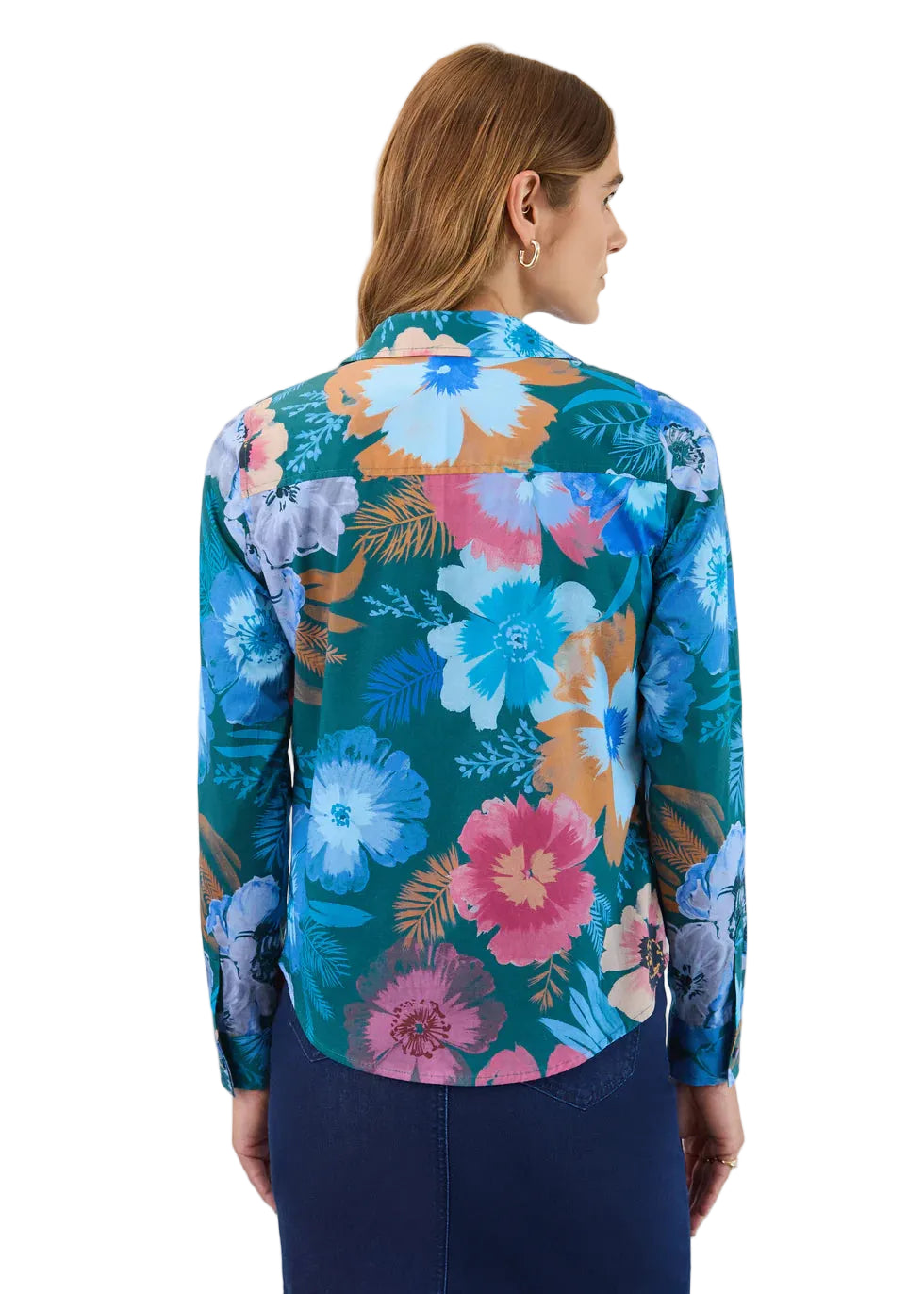 FDJ French Dressing Spruce Fall Botanical Long Sleeve Split Neck Shirt (7394623)