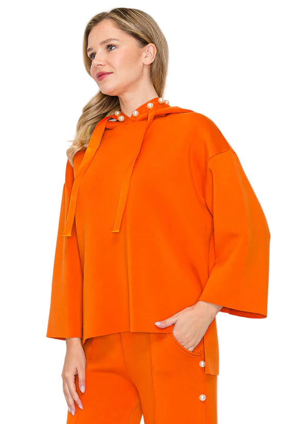 Joh Francine French Scuba Pearl Hoodie (Burnt Orange )