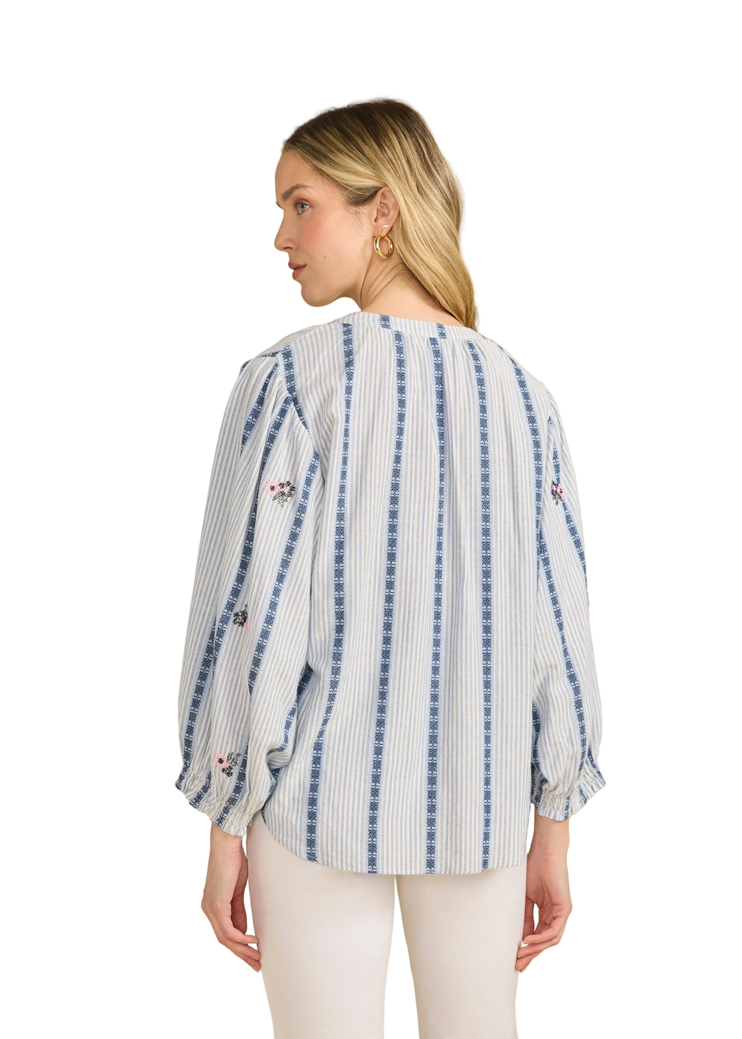 FDJ French Dressing Indigo Stripe Embellished Shirt (7447188)(Indigo Stripe)