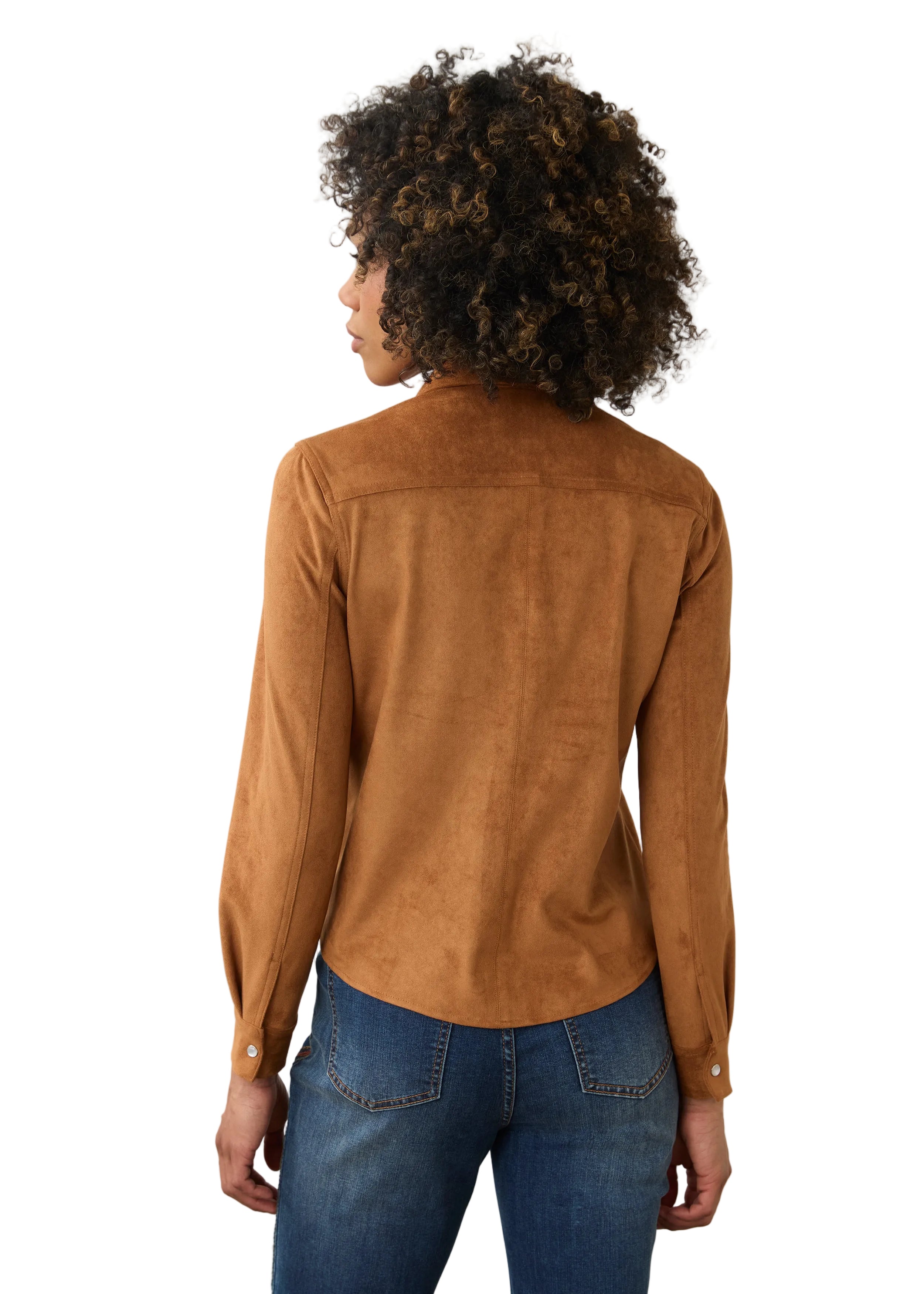 FDJ French Dressing Suede Pearl Snap Jacket (7476196)(Dark Carmel )