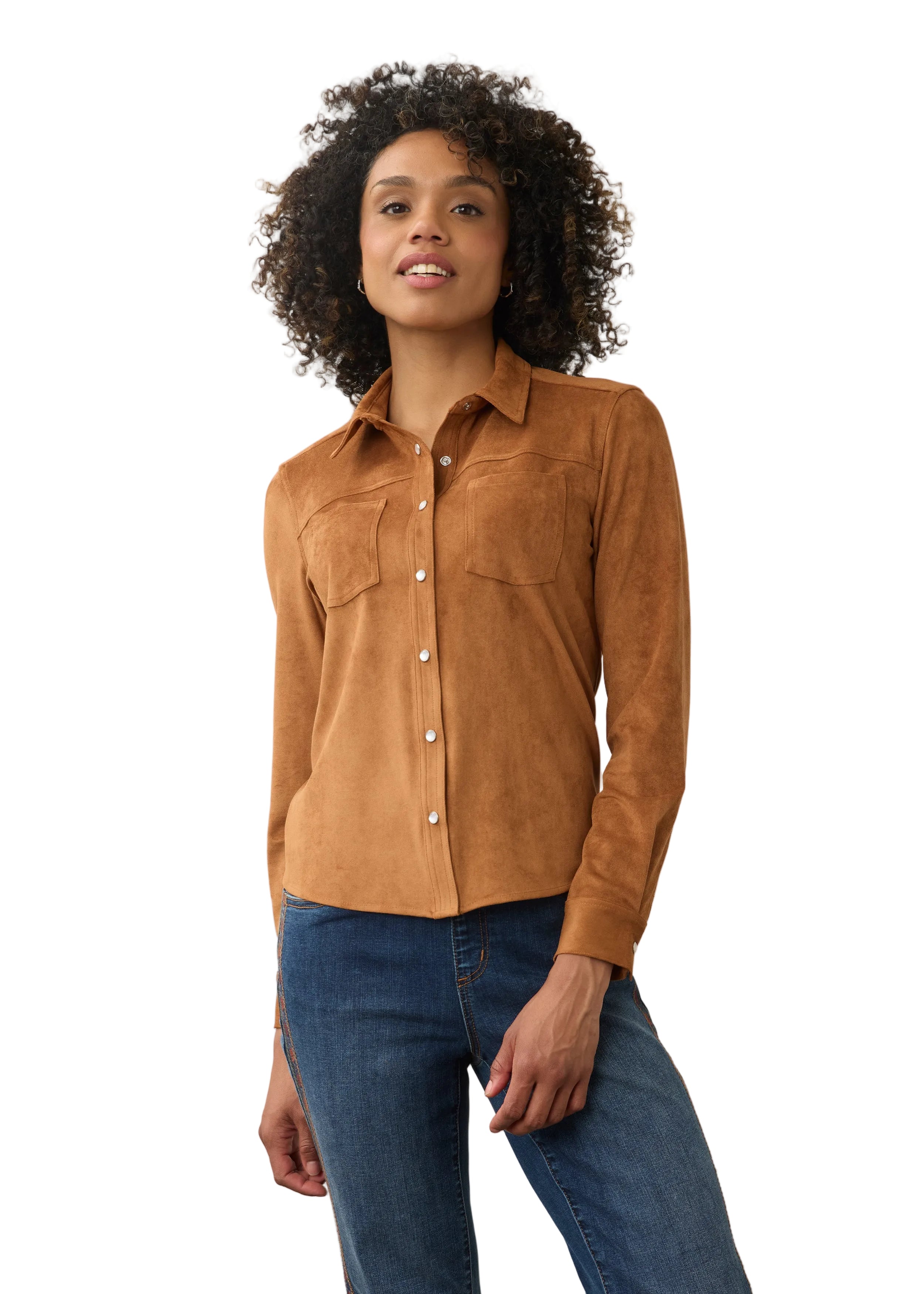 FDJ French Dressing Suede Pearl Snap Jacket (7476196)(Dark Carmel )