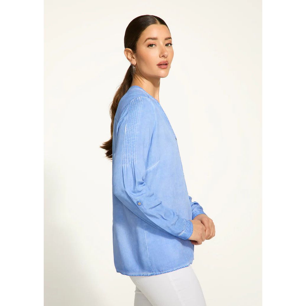 FDJ French Dressing Roll Tab Button Front Sleeve Top