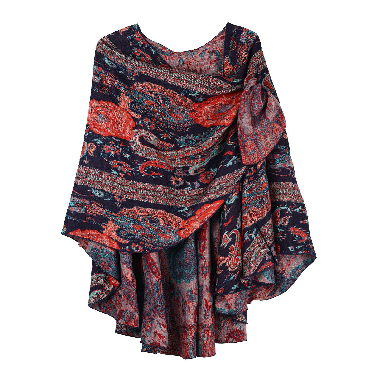 Rapti 100% Cashmere Reversible Loop Shawl (#74) RED/BLK