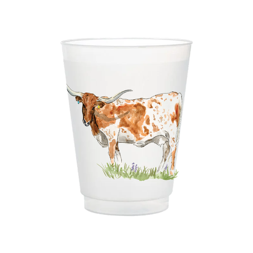 Taylor Paladino Texas Longhorn  Frosted Plastic drink Cups | Set of 6