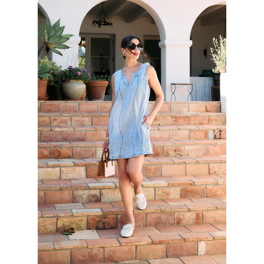 FDJ French Dressing Light Denim Wave Dress (PWDRWASH)