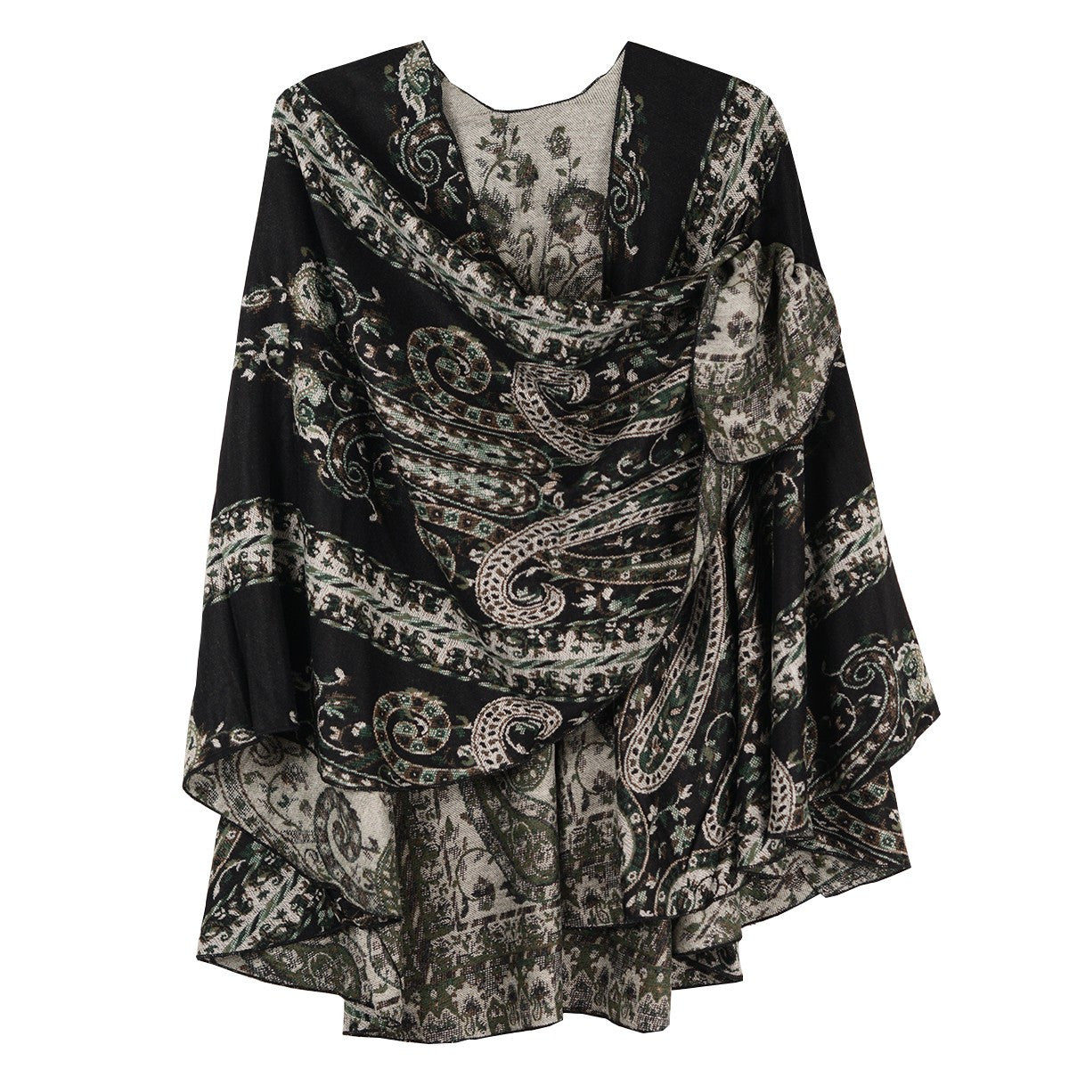 Rapti 100% Cashmere Reversible Loop Shawl (#75) BLK/WHT