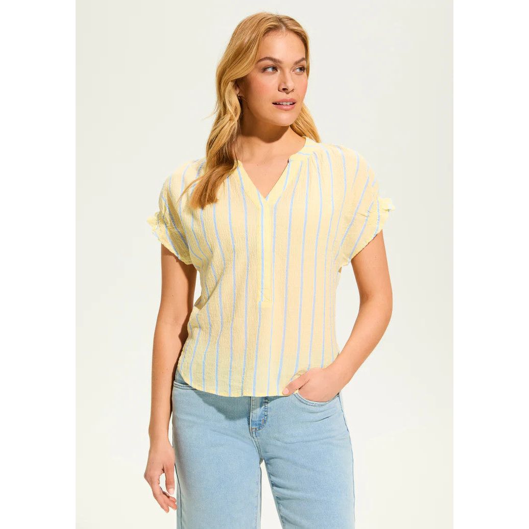 FDJ French Dressing Crinkle Lemonade Stripe Top