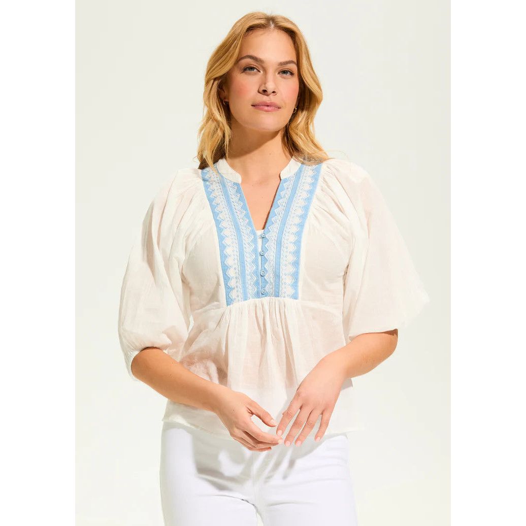 FDJ French Dressing Embellished Applique Blouse (WHT)