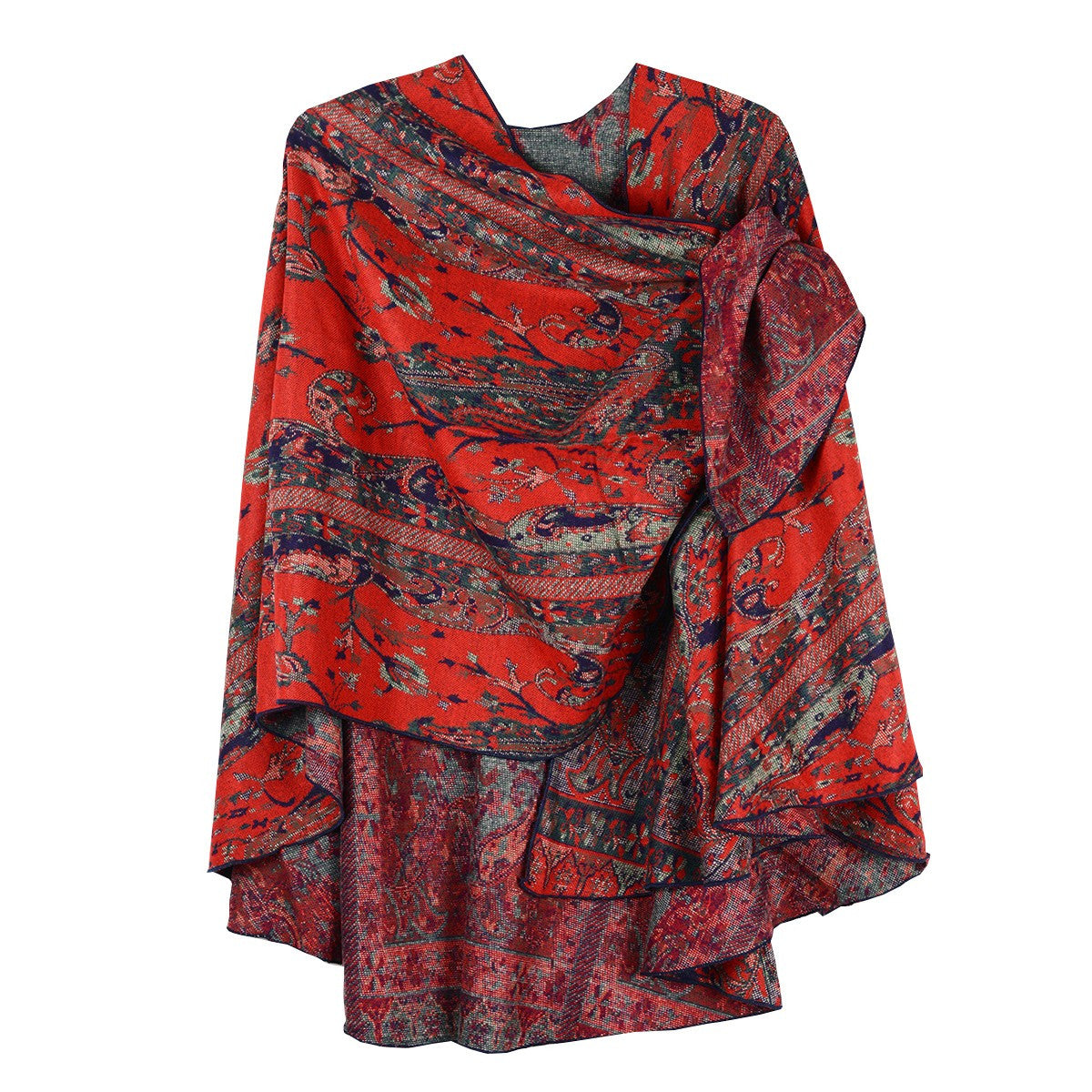 Rapti 100% Cashmere Reversible Loop Shawl (#76) RED