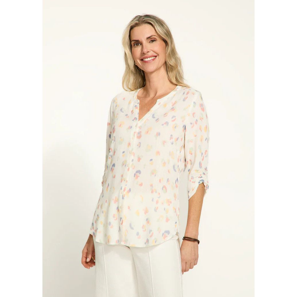 FDJ French Dressing Leopard Print Smocked Sleeve Top