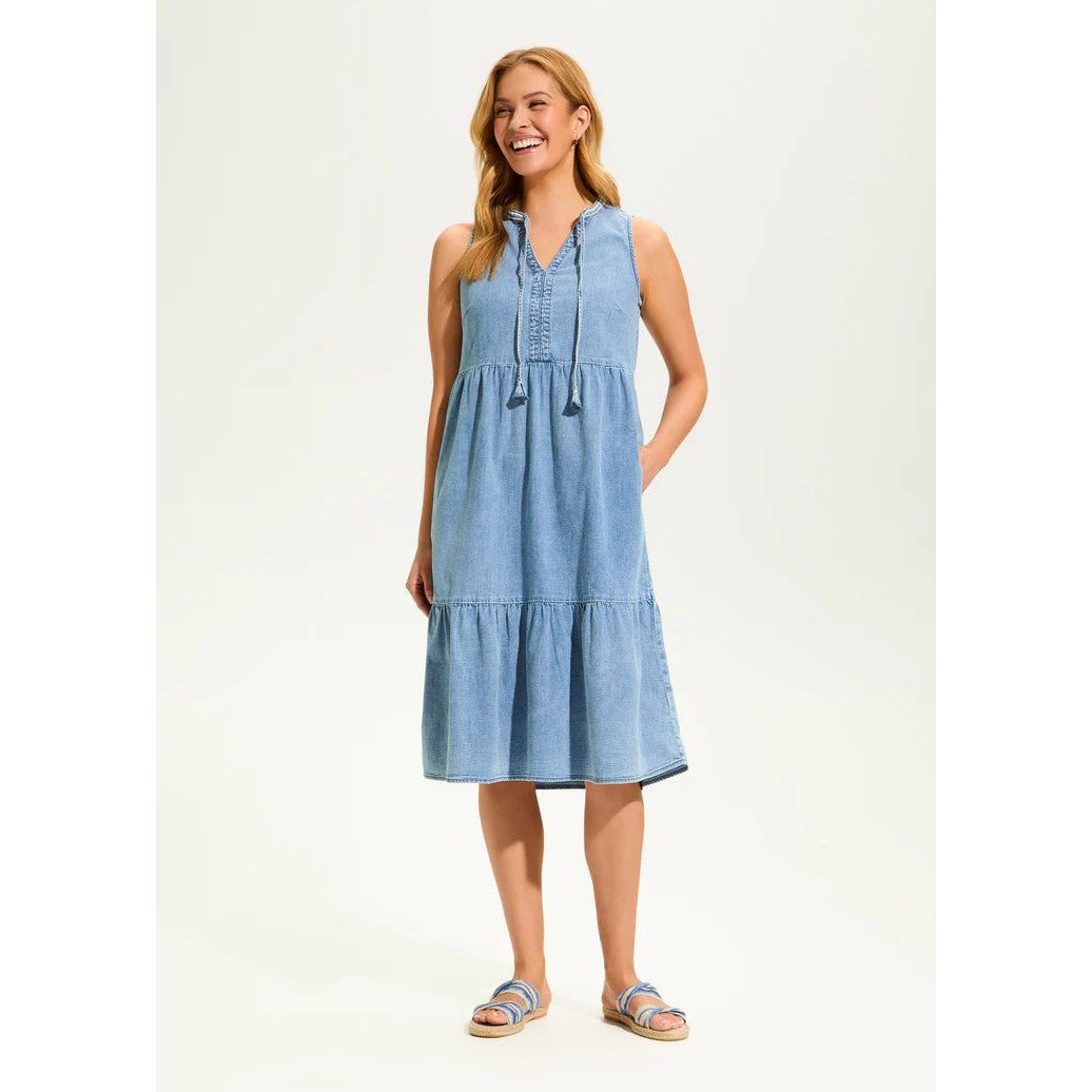 FDJ French Dressing Light Denim Tiered Dress